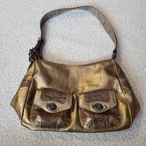 Nuovedive genuine leather gold shoulder bag